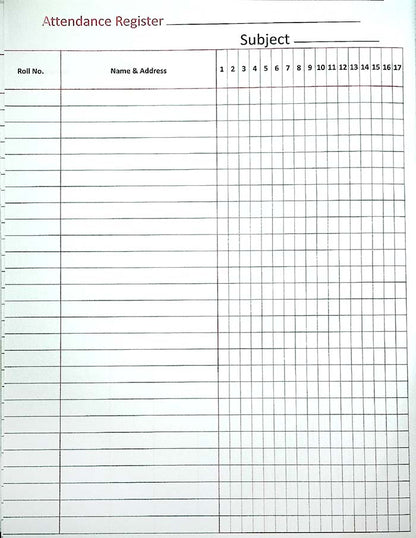 Leaf Student Attendance Register in English School Record Book