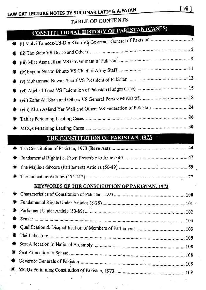 Lecture Notes on LAW GAT SEE LAW 12th Edition 2025 Book By Sir Umar Latif Multan Kitab Ghar