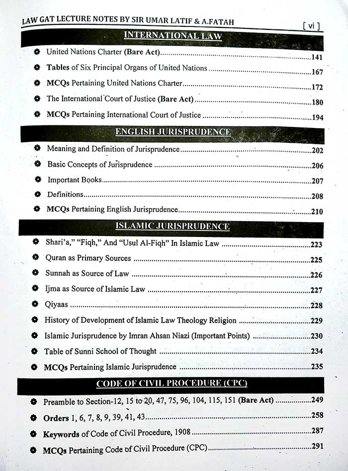 Lecture Notes on LAW GAT SEE LAW 15th Edition 2026 Book By Sir Umar Latif