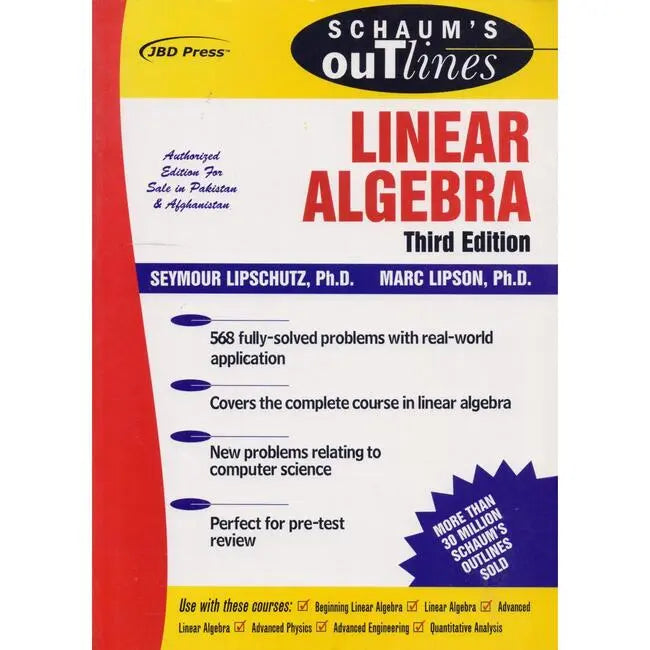 Linear Algebra Book Third Edition  By Jahangir's Book Depot Multan Kitab Ghar