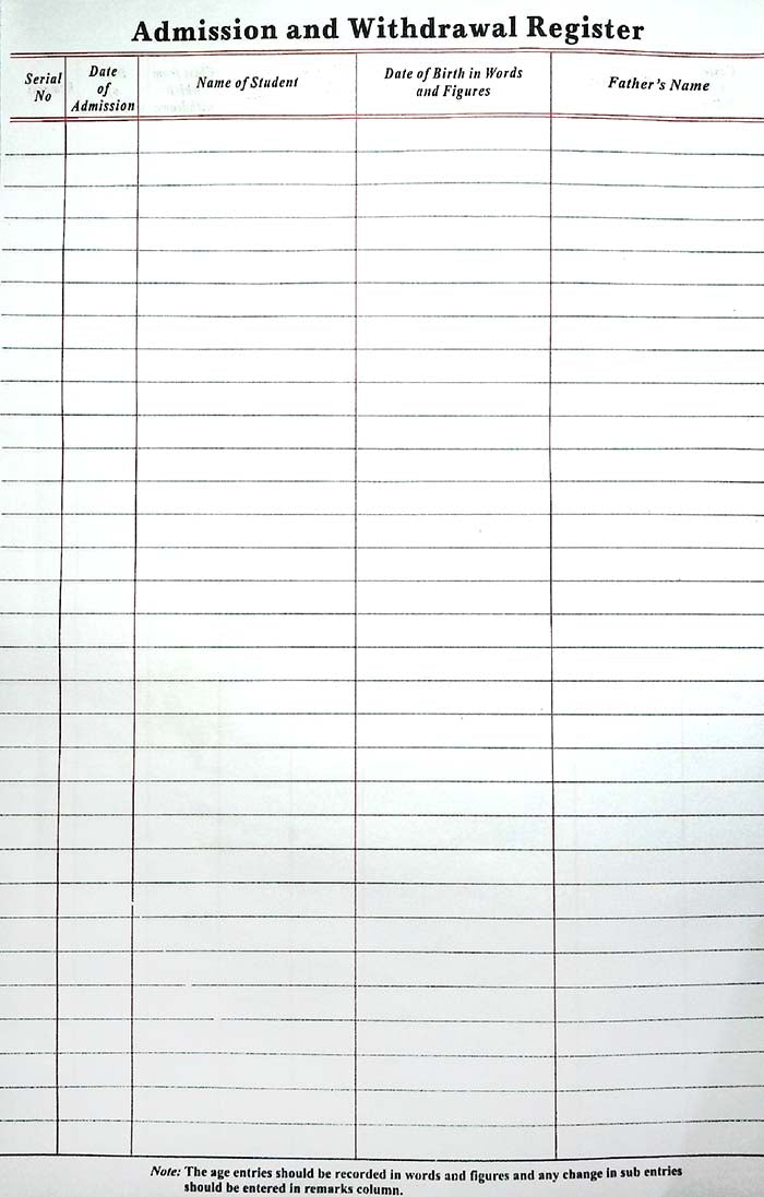 Lucky Admission Withdrawal Register in English School Record Book