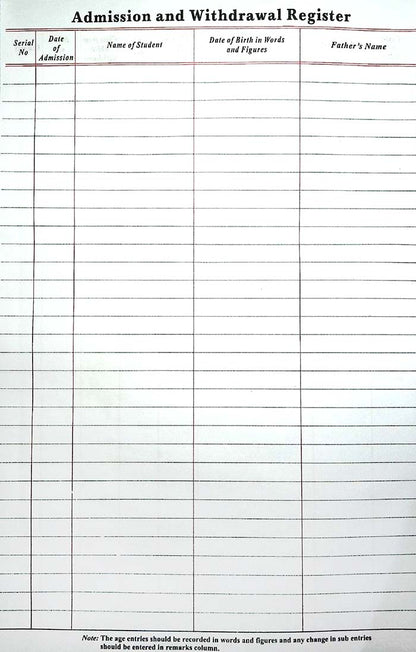 Lucky Admission Withdrawal Register in English School Record Book