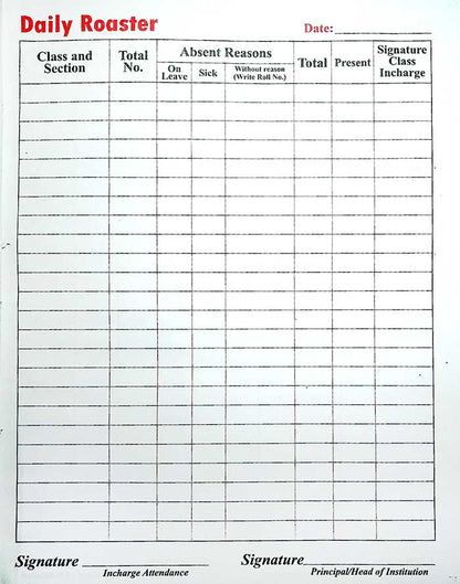Lucky Daily Roster Register in English Office Record Book 