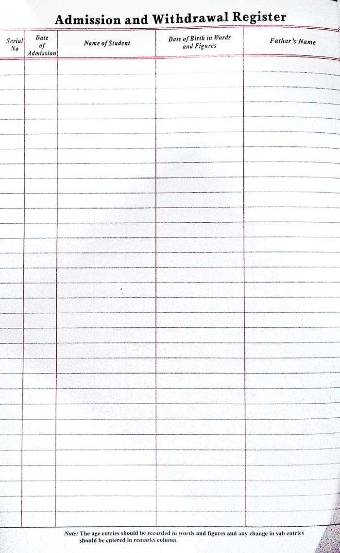 Lucky Leave Register in English Office & School Record Book