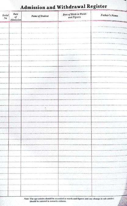Lucky Leave Register in English Office & School Record Book