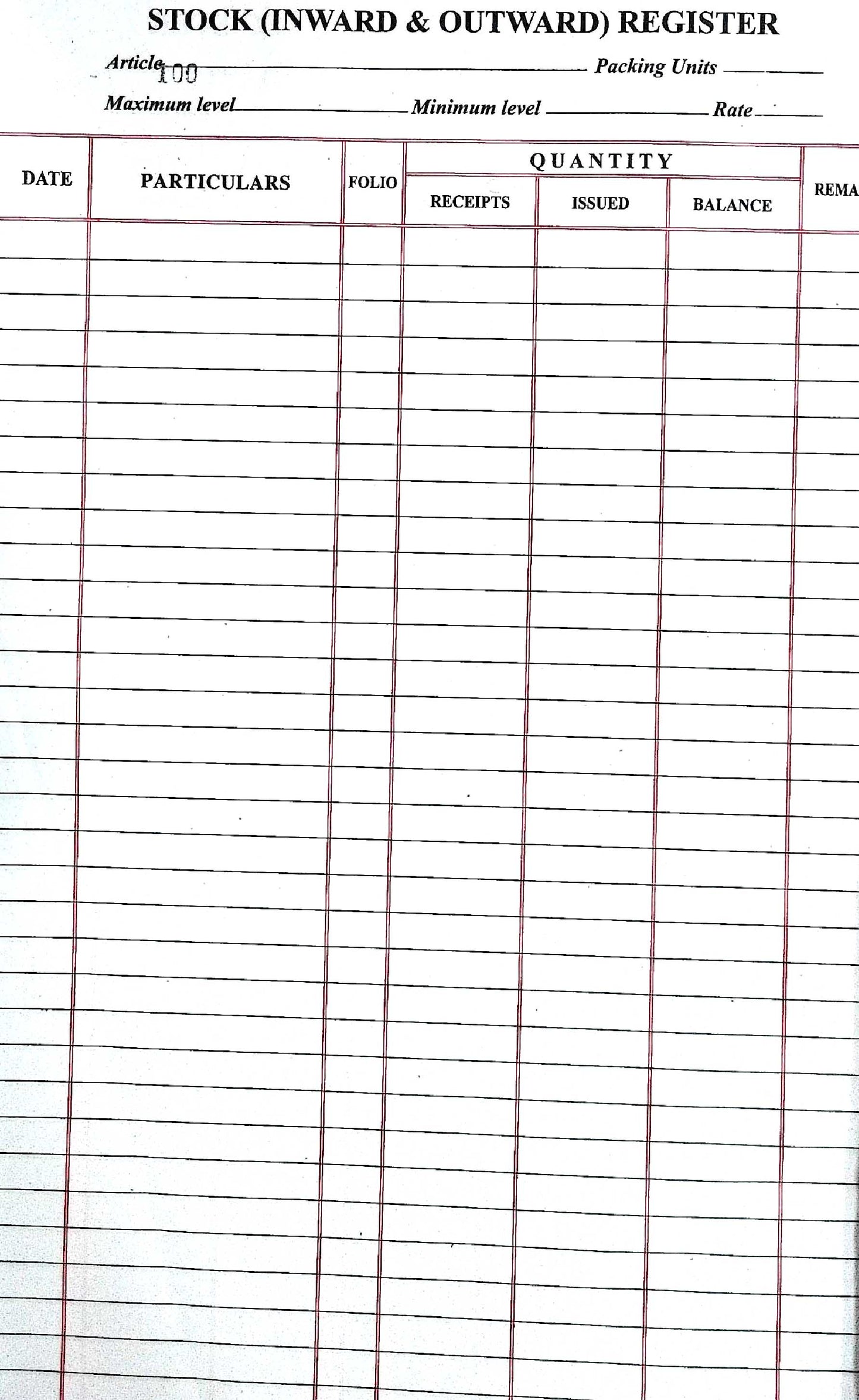 Lucky Stock Register (English) Office Inventory Record Book
