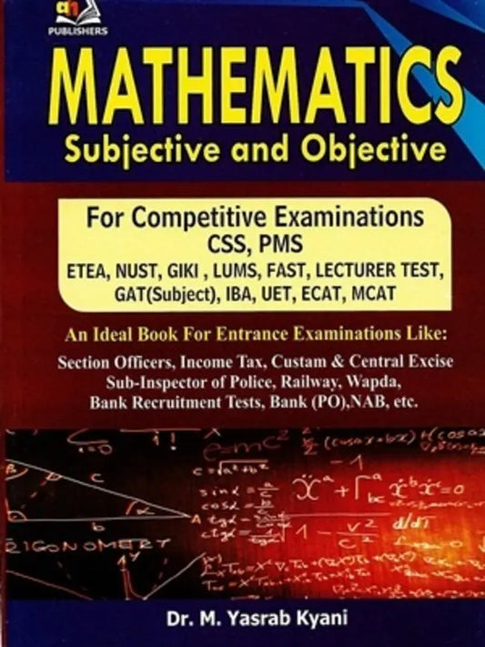 Mathematics Subjective and Objective Book by Dr M. Yasrab Multan Kitab Ghar