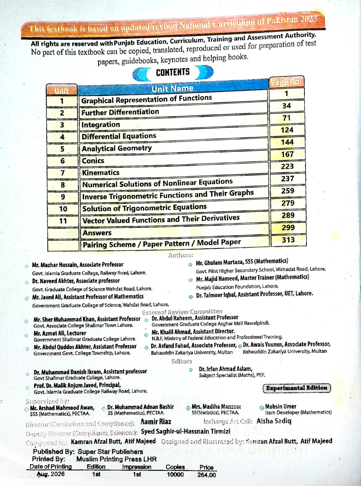 Mathematics Book For Class 12 By Punjab Textbook Board