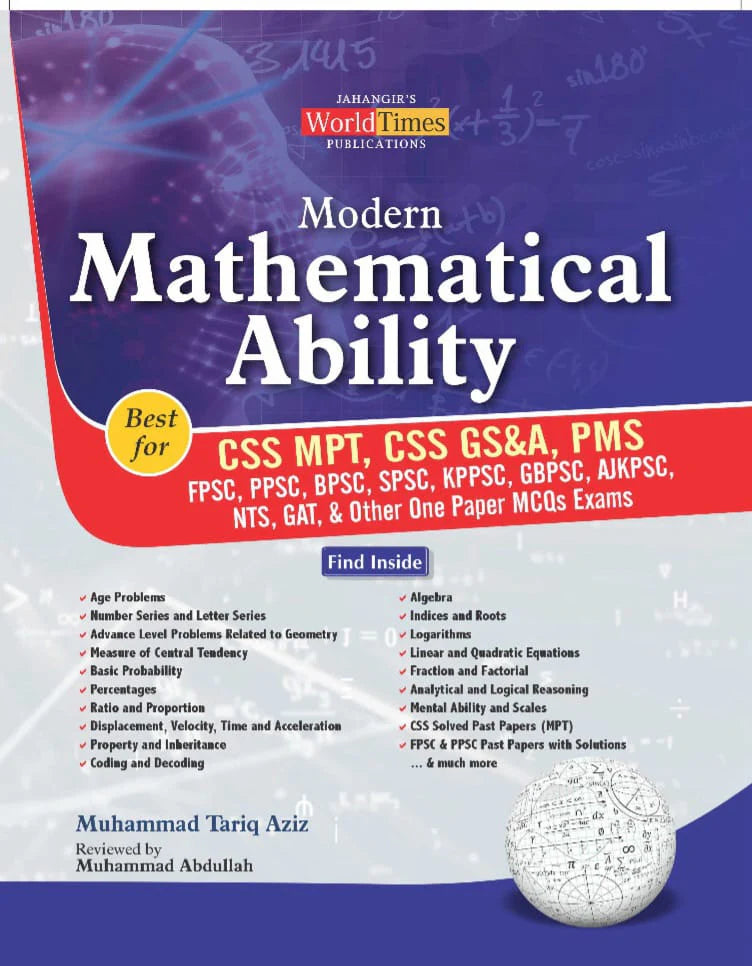 Modern Mathematical Ability by Muhammad Tariq Aziz | Best for CSS MPT, PMS & One Paper MCQ - Multan Kitab Ghar