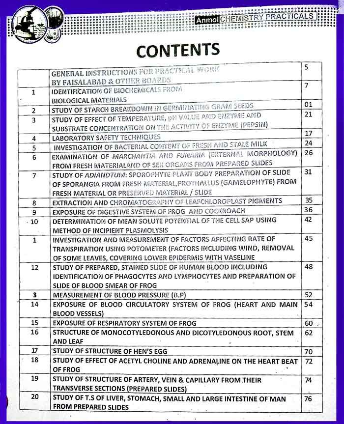 N Series Anmol Chemistry Practical Note Book for F .Sc Part I-II According to New Syllabus and Policy All Text Book Boards and Federal Board