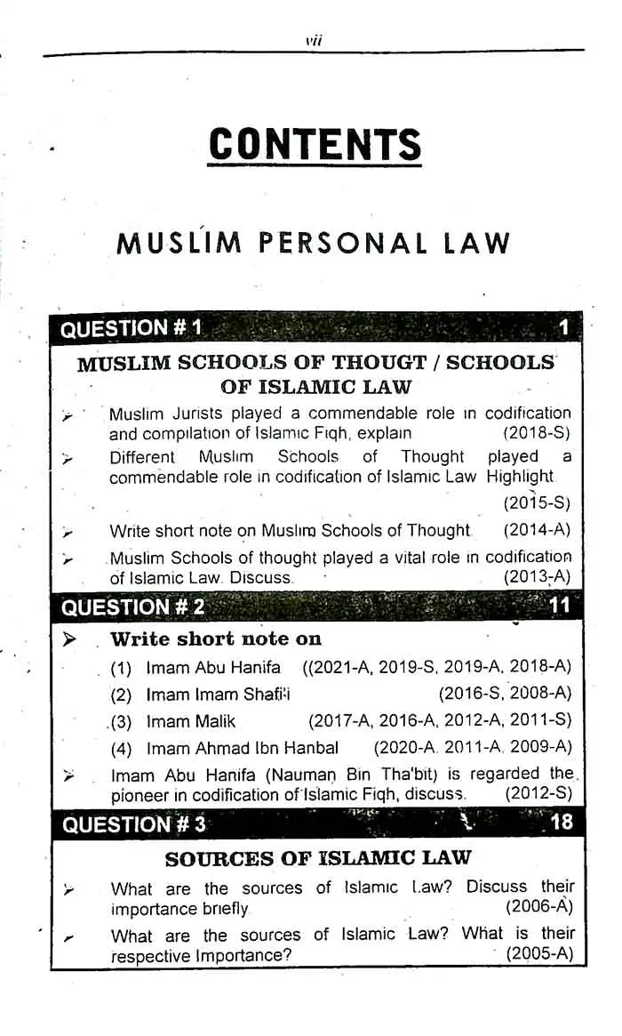 N Series Comprehensive Assignment Book on Muslim Personal Law for LL.B 5 years program Part-IV Paper-V by M.A Chaudhary Multan Kitab Ghar