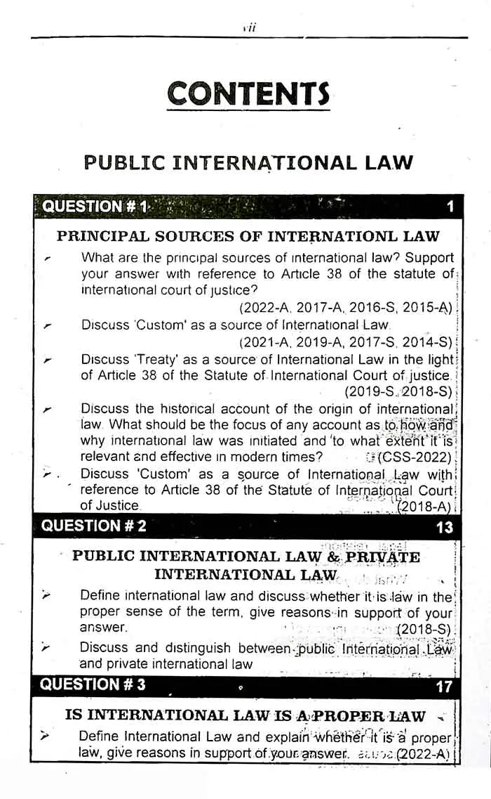 N series comprehensive Assignments on Public International Law Book for LL.B Part-IV paper-VI By M.A Chaudhary Multan Kitab Ghar