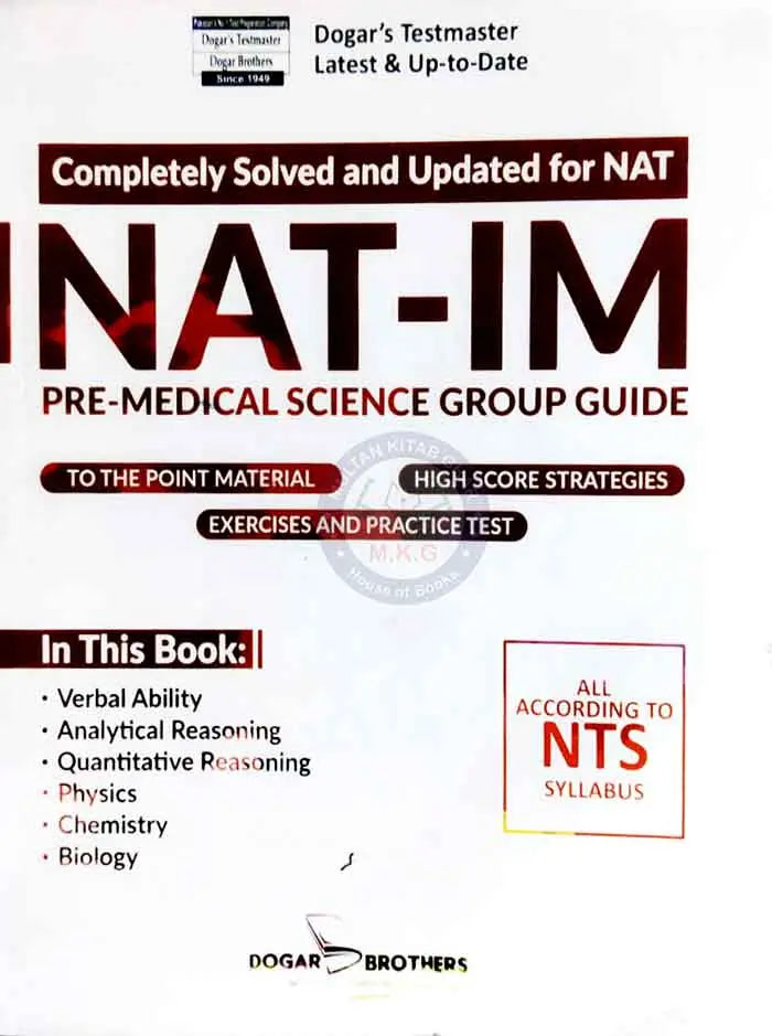 NAT-1M Pre Medical Science Group Guide Book By Dogar Brother Multan Kitab Ghar