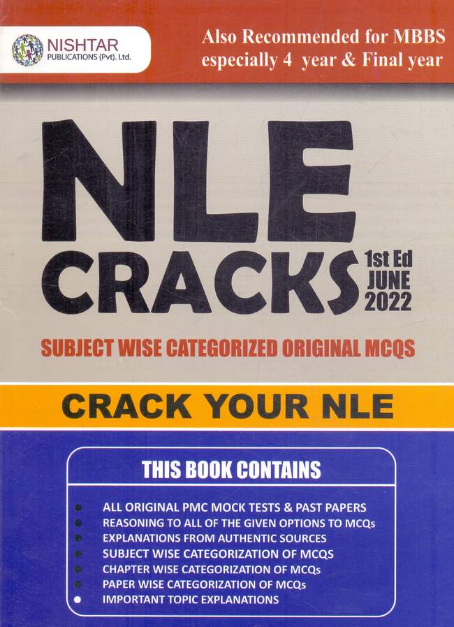 NLE Cracks 1st Ed June 2022 MCQS Book by Nishtar Publications Multan Kitab Ghar