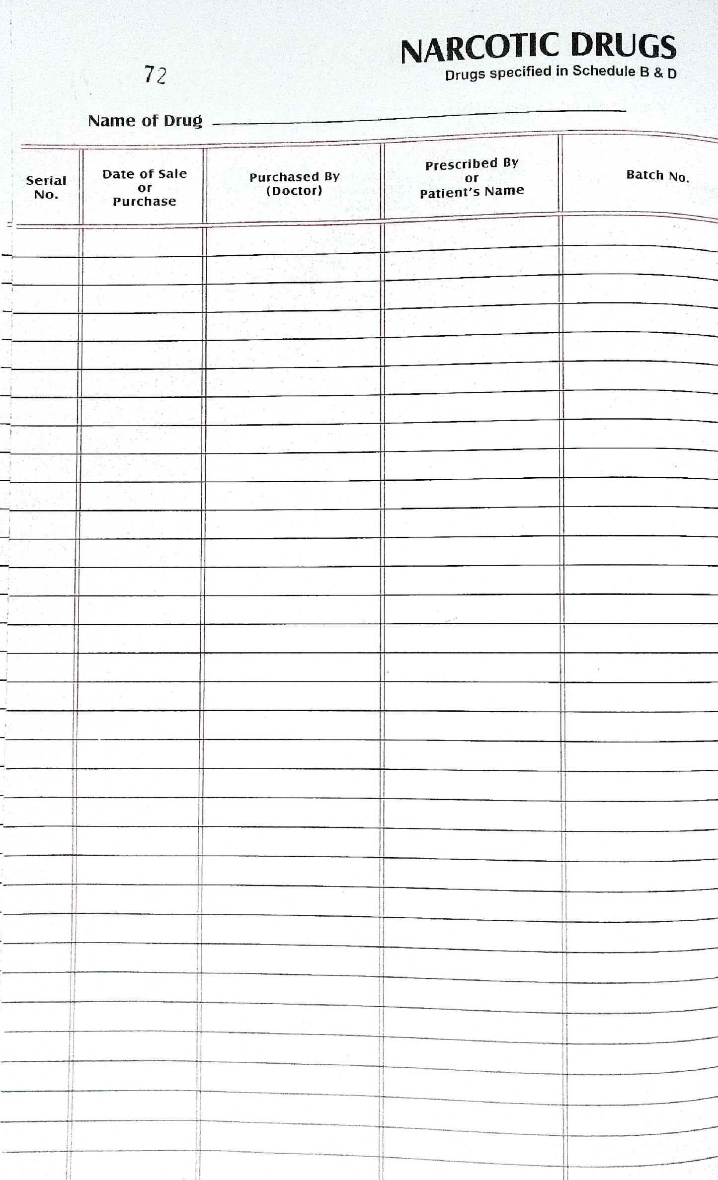 Narcotics Record Register | Controlled Drug Record Book