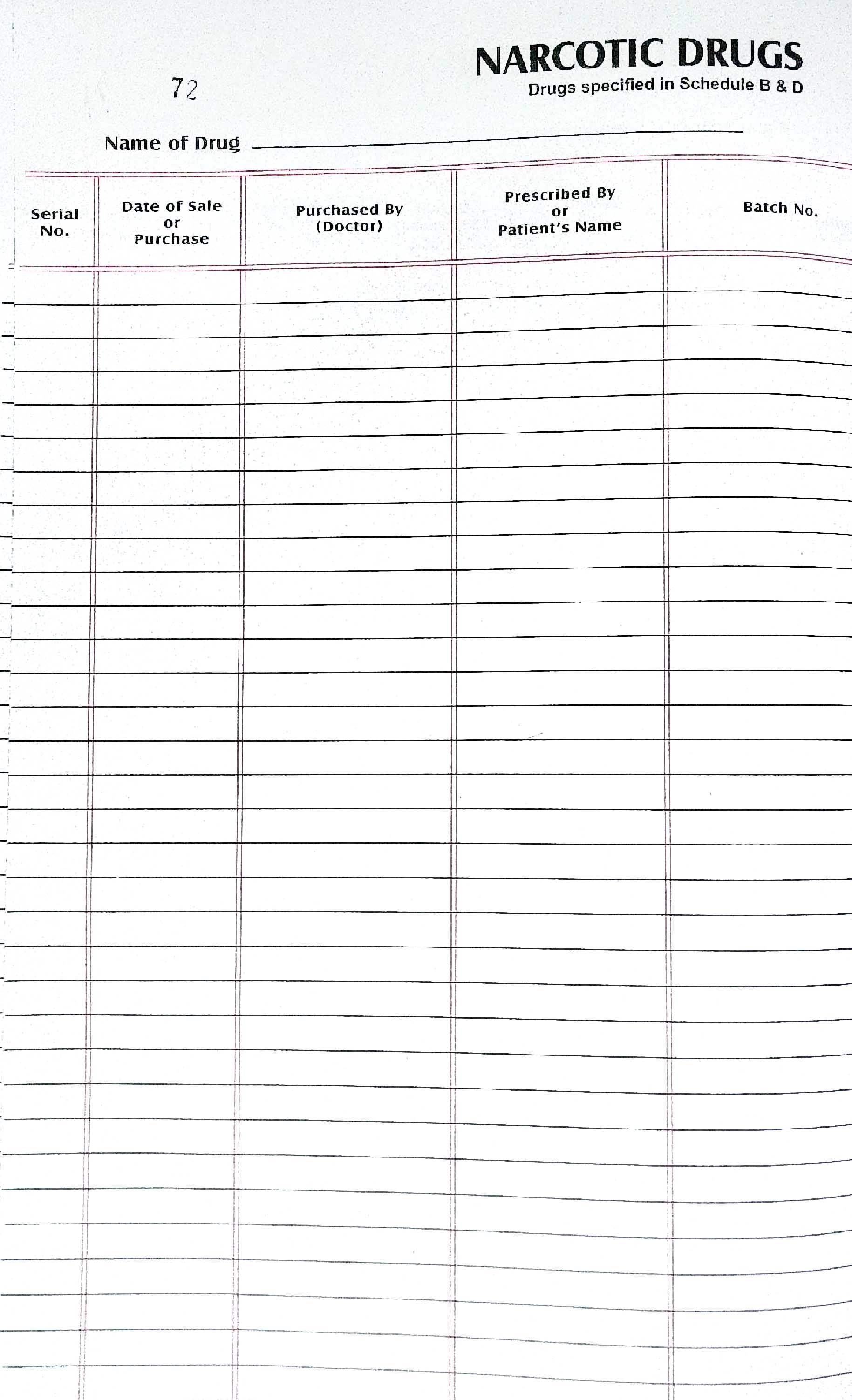 Narcotics Record Register | Controlled Drug Record Book