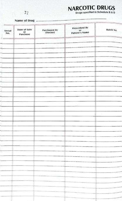 Narcotics Record Register | Controlled Drug Record Book