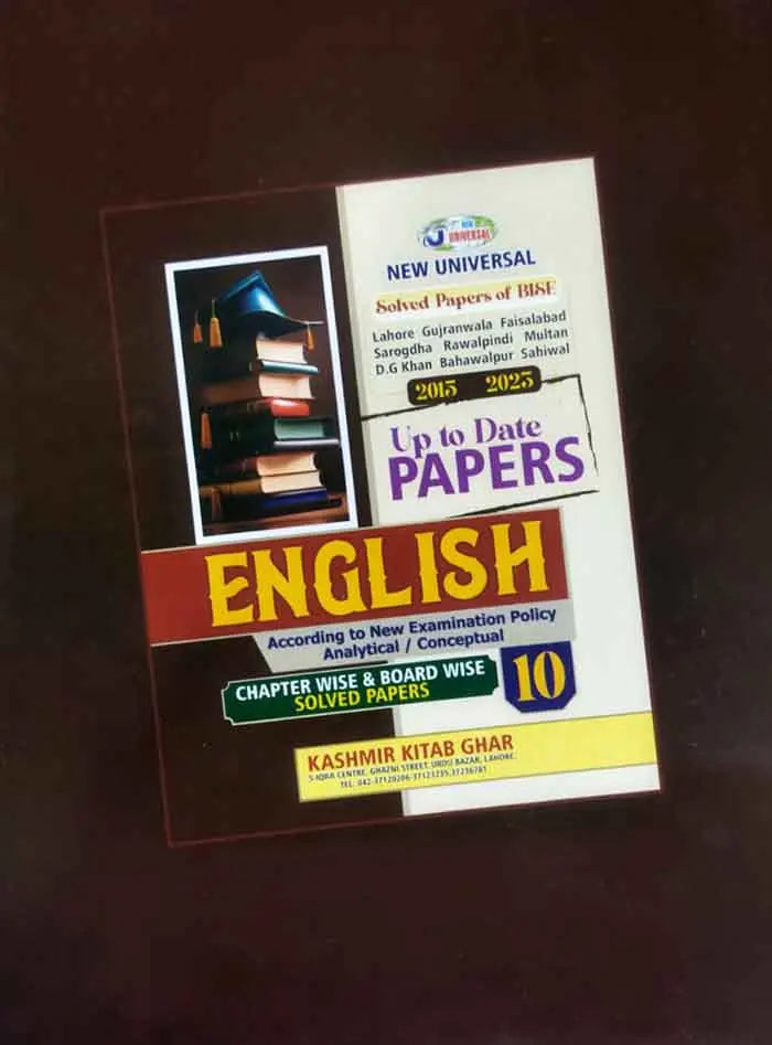 New Universal English Up to Date Papers Book for 10th Solved Papers 2015-2023 Multan Kitab Ghar