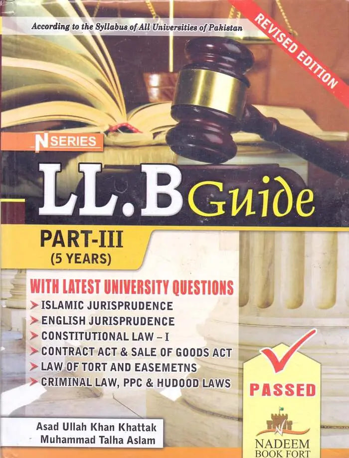 Nseries LL.B Guide Book For Part 1 & 3 By M Talha Aslam Multan Kitab Ghar