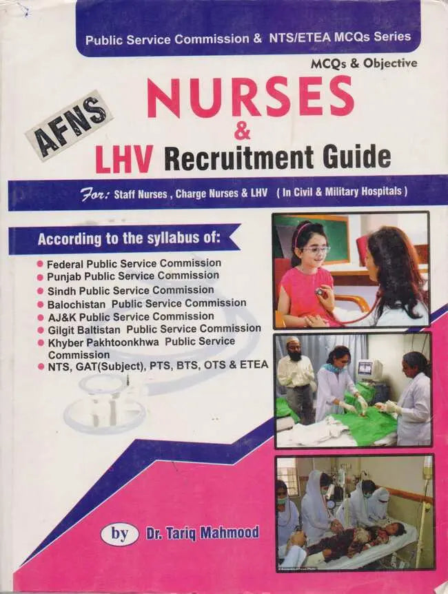 Nurses Course Book LHV Recruitment Guide MCQS by Dr. Tariq Mahmood Multan Kitab Ghar