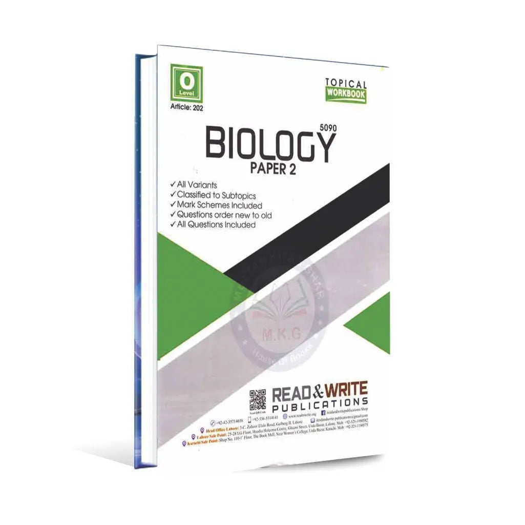 O Level Biology Paper 2 Topical Workbook By Read Write Multan Kitab Ghar