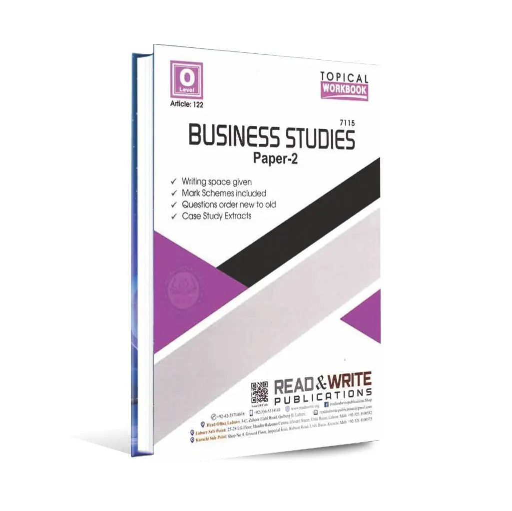 O Level Business Studies 7115 Paper 2 Topical Workbook By Read Write Multan Kitab Ghar