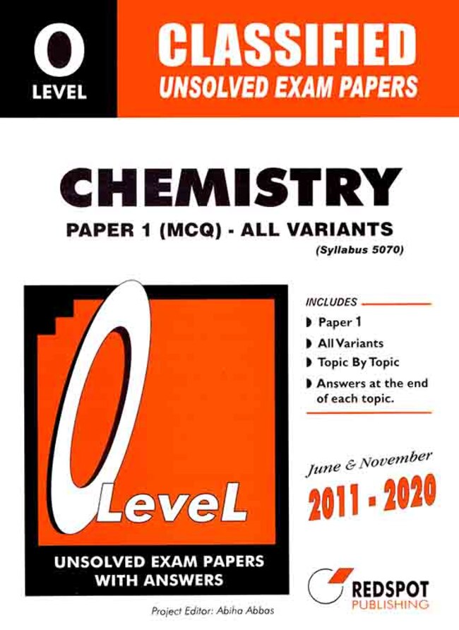 O level Chemistry Paper 1 MCQ Book All variants unsolved Exam papers June November 2011-2020