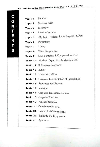 Redspot Mathematics (Paper 1 - All Variants) Classified Worked Solutions for O Level 2013 - June 2023 Multan Kitab Ghar