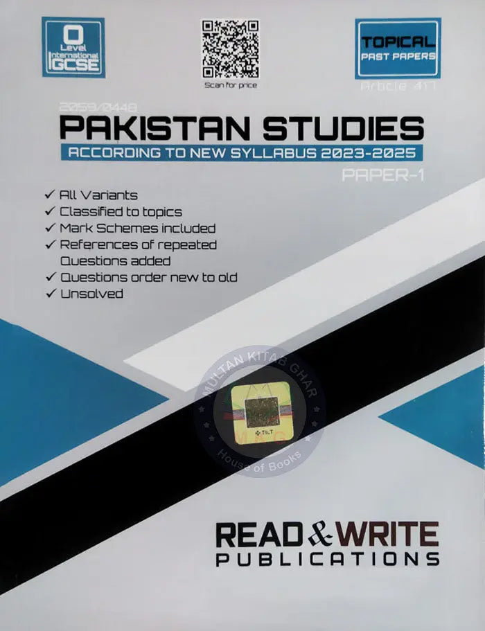 O Level Pak Studies (Subject Code) 2059/0448 (According to new Syllabus 2023-2025) Paper 1 Topical Past Papers By Read Write Publications Multan Kitab Ghar