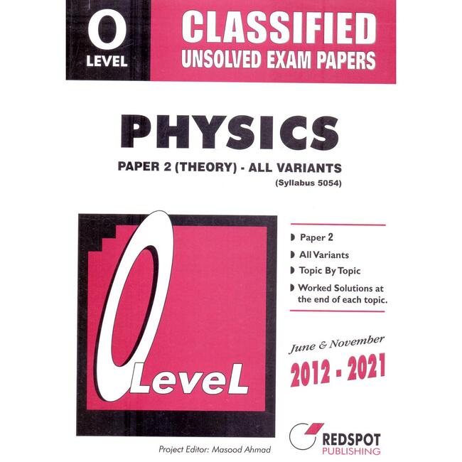 O level Physics Paper 2 Theory All variants Book by Redspot Multan Kitab Ghar