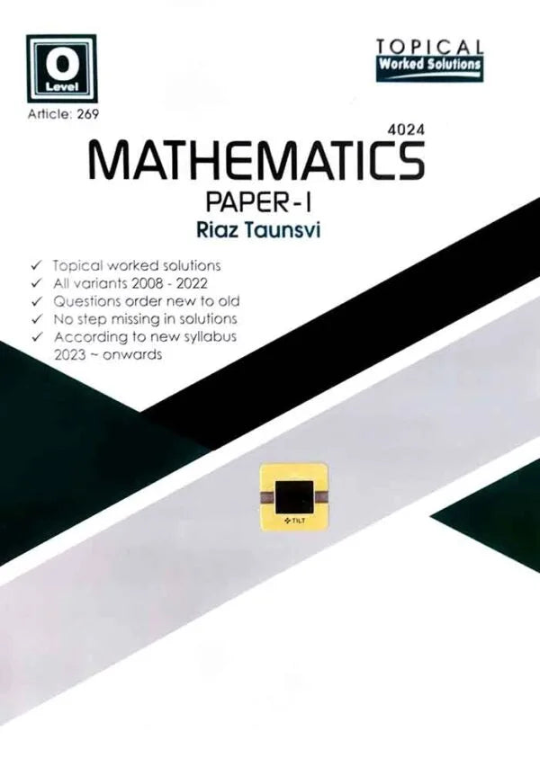 O Level Topical Worked Solution Mathematics 4024 Paper-1 By Riaz Taunsvi Multan Kitab Ghar