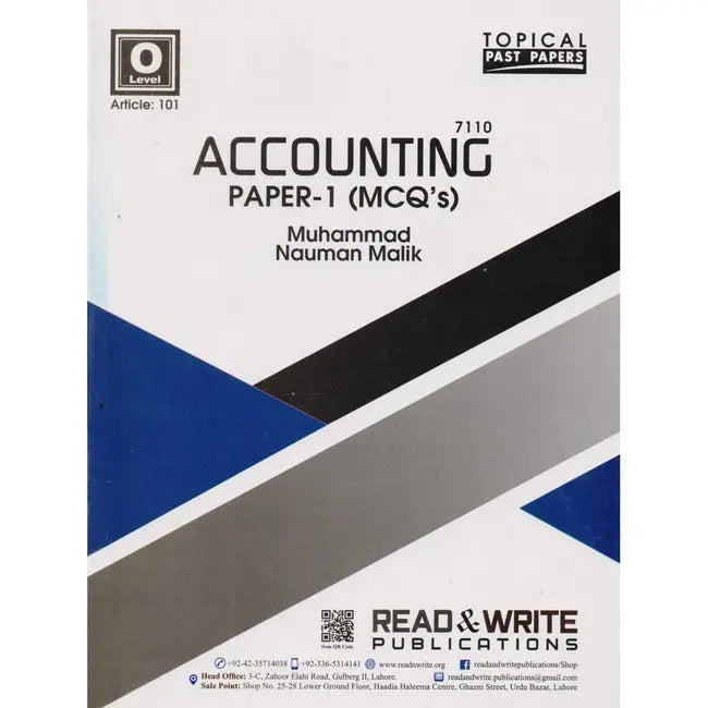 O level Accounting Paper 1 MCQS Book by M Nauman Malik Multan Kitab Ghar