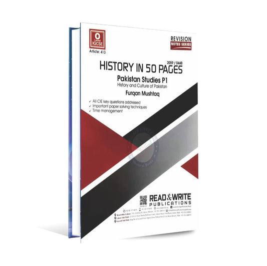 O level History in 50 Pages Book 2059/0448 Pakistan Studies P1 By Furqan Mushtaq Multan Kitab Ghar