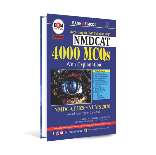 PMC NMDCAT 4000 MCQs With Solved Papers [ 2021 ] Multan Kitab Ghar