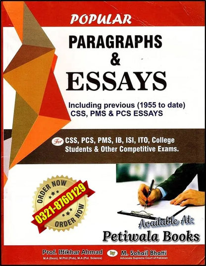 Popular Paragraphs And Essays Book For CSS with Past Papers By M Sohail Bhatti Multan Kitab Ghar