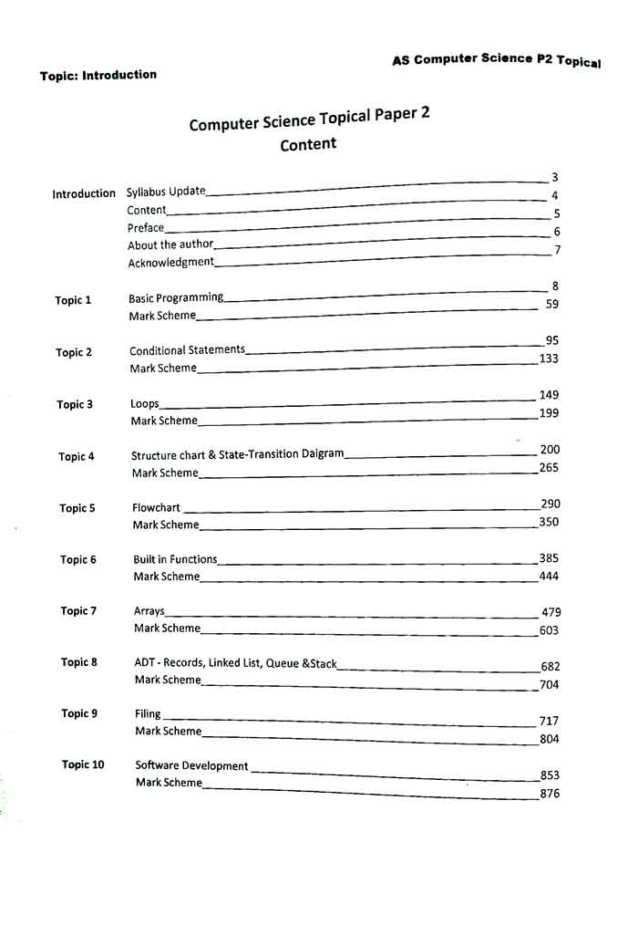 Cambridge A level Computer Science Topical Book 9618 P2 by Ali Akram Multan Kitab Ghar