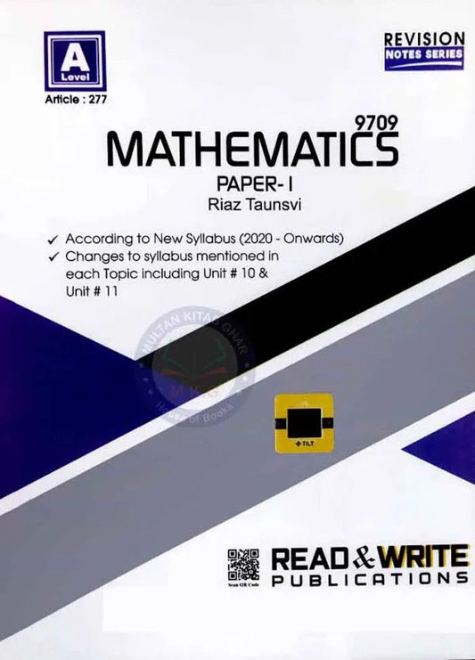 Read Write A Level Mathematics 9709 Paper-I Riaz Taunsvi Multan Kitab Ghar