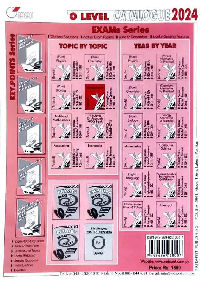 Redspot Mathematics Topical Worked Solutions for O Level Exam Paper's 2011 - 2023 By Asim Shah