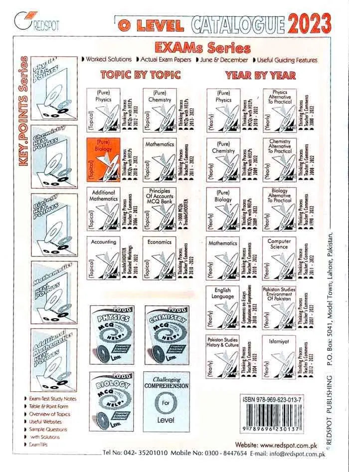 Redspot Pure Biology Topical Worked Solutions for O Level Exam Paper's By M. Ishaq Khan