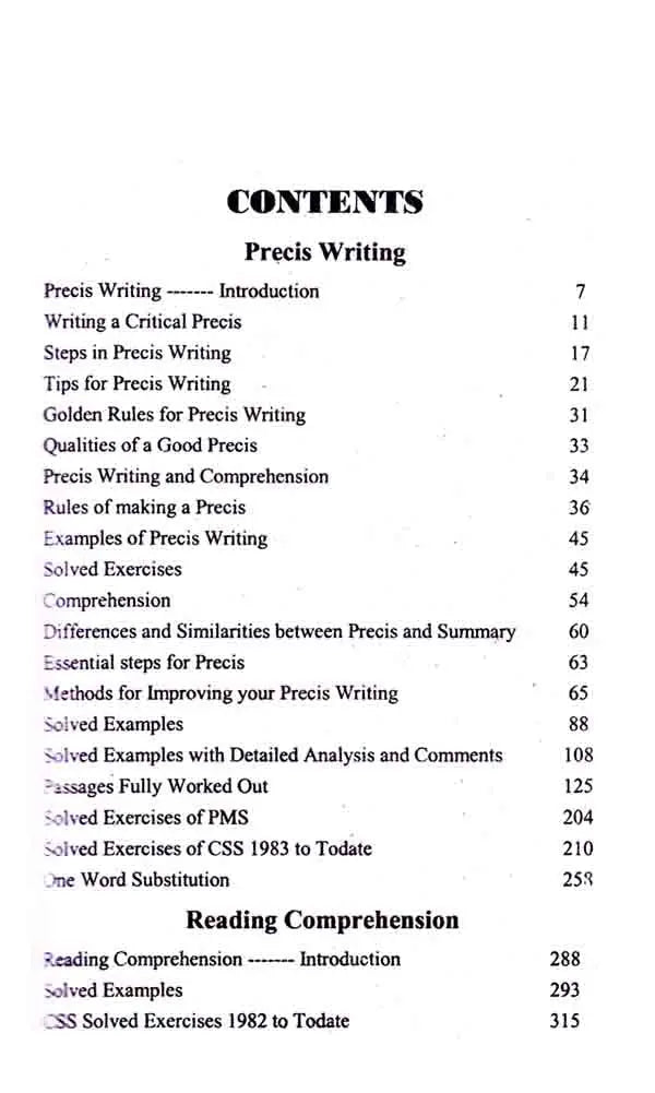 Rules of Precis Writing And Comprehension Book for CSS by Iftikhar Multan Kitab Ghar