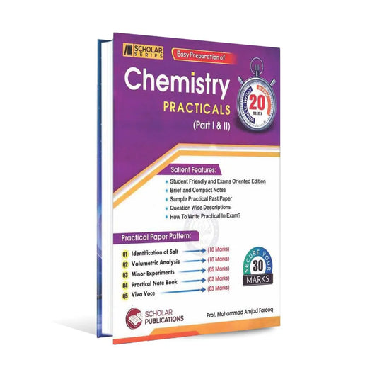 Scholar Series Chemistry Practical Notebook for FSC Class 11th & 12th Multan Kitab Ghar