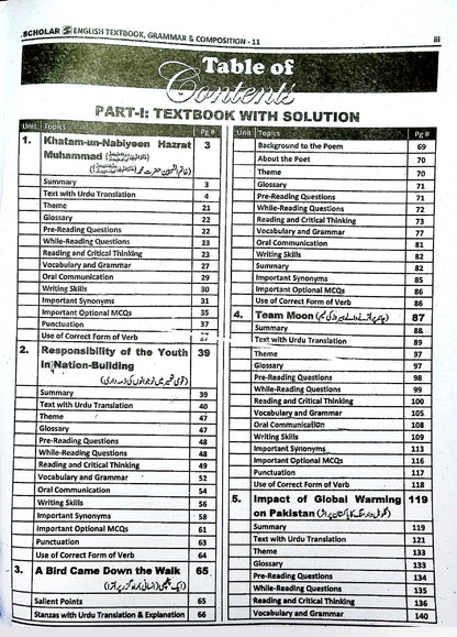 Scholar English Grammar Composition Book With Textbook Supplement for 1st Year By Saleem Khawar