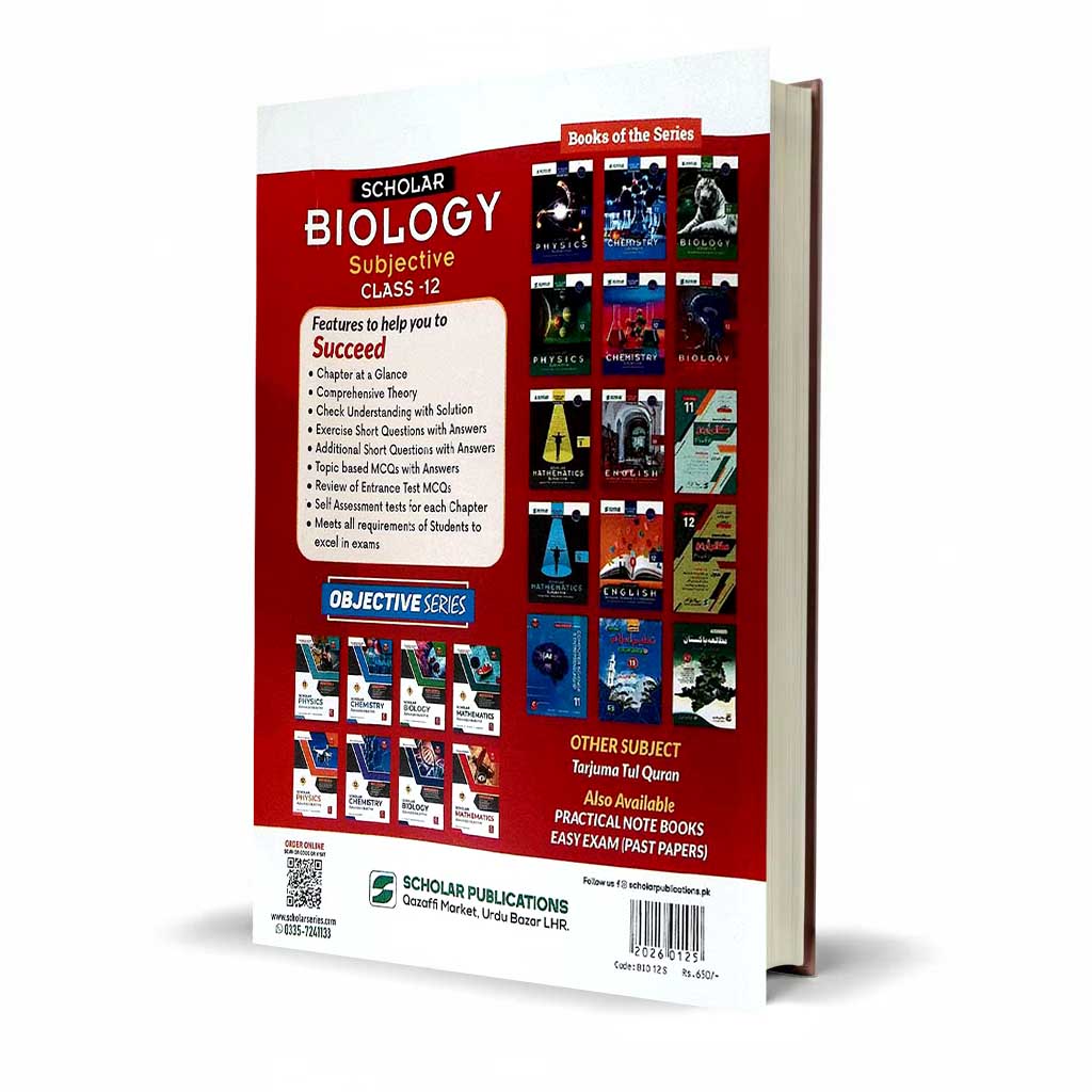 Scholar Series Biology Subjective Book for Class 12 By G. M. Rashid Muhammad Shakeel Ahmad