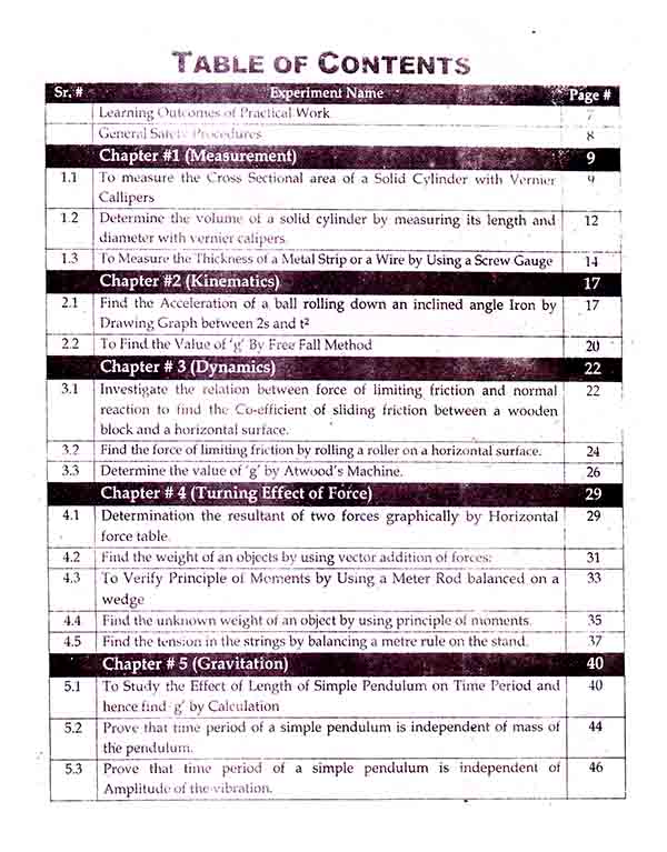 Shama Physics Practical Notebook for 9th & 10th Class According to New Syllabus & New Examination Pattern Multan Kitab Ghar