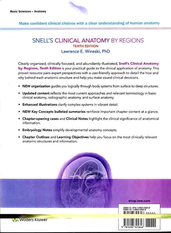 Snell's Clinical Anatomy By Regions Book 10th Edition Multan Kitab Ghar