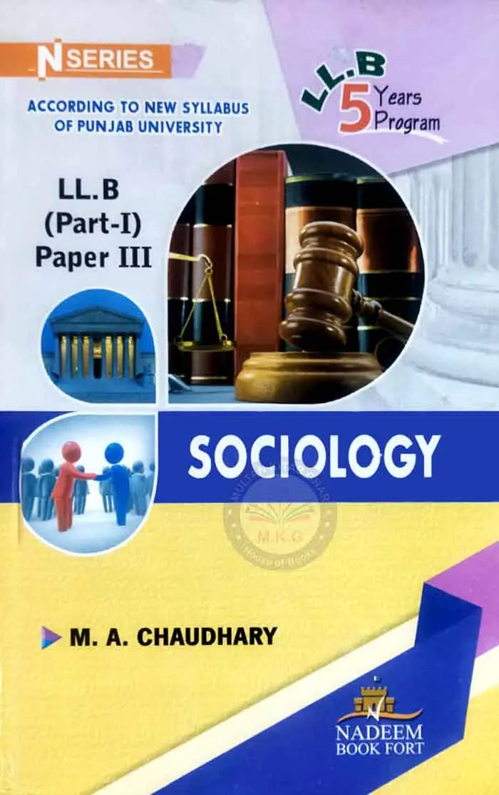 Sociology-I Book For LL.B Part 1 Paper 3 by M A Chaudhary Multan Kitab Ghar