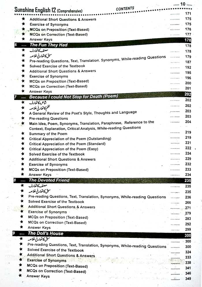 Sunshine English Comprehensive for Intermediate Part–II By Prof. Musarrat Hussain