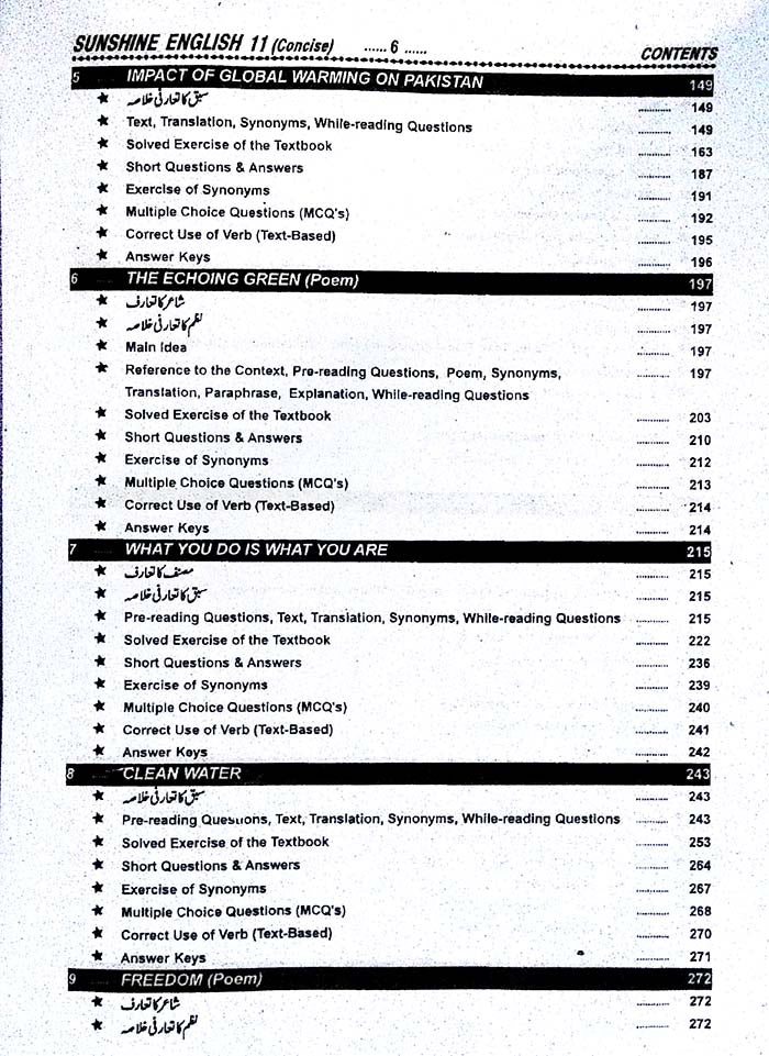 Sunshine English Concise Edition with Urdu Translation for Intermediate Part-1