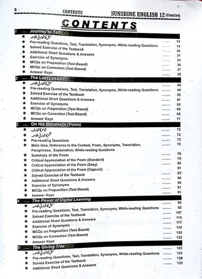 Sunshine English Concise Edition with Urdu Translation for Intermediate Part-2 (26 Edition)