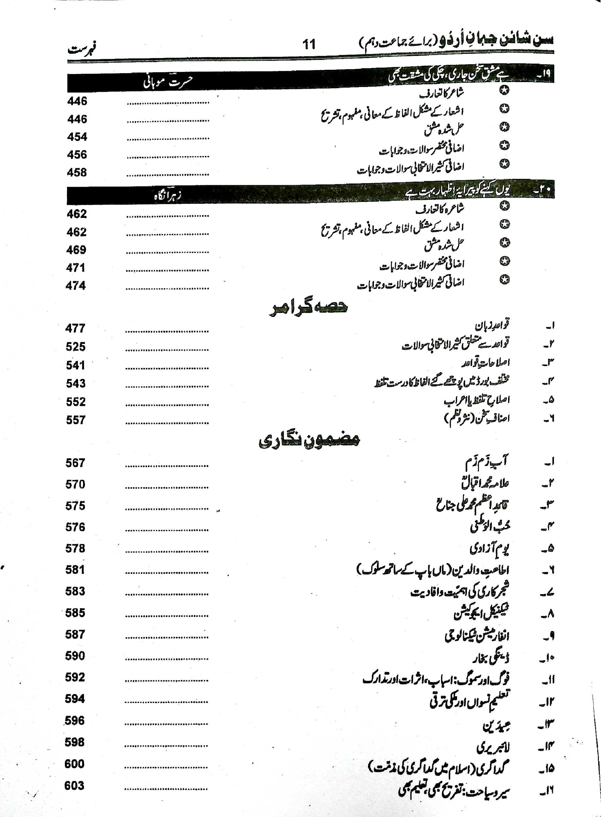 Sunshine Urdu Book for Class 10 by Ghulam Siddique Damin - MKG